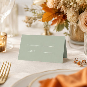 Wedding sage green cream modern simple place card
