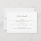 Wedding Sage Green Crest Monogram Details Card