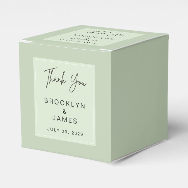 Wedding Sage Green Favor Box (Front Side)