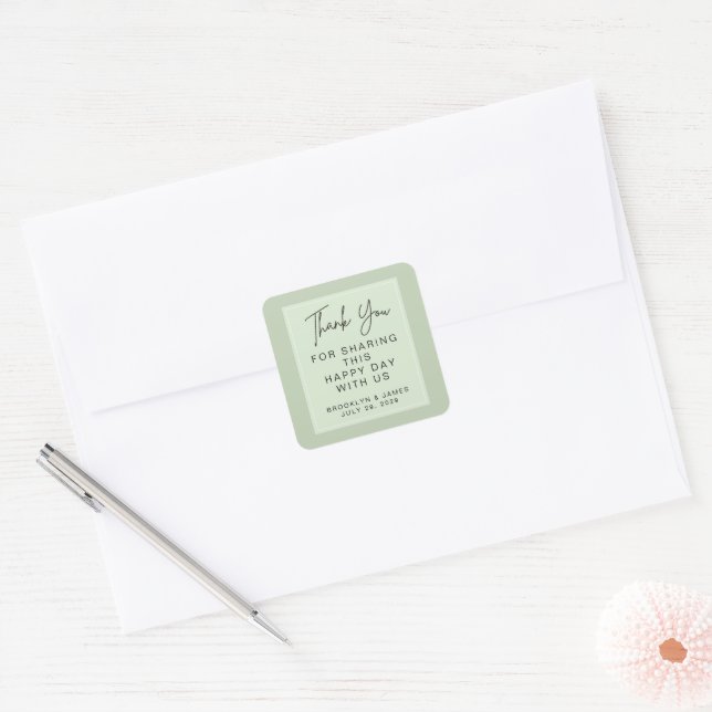 Wedding Sage Green Thank You Stickers (Envelope)