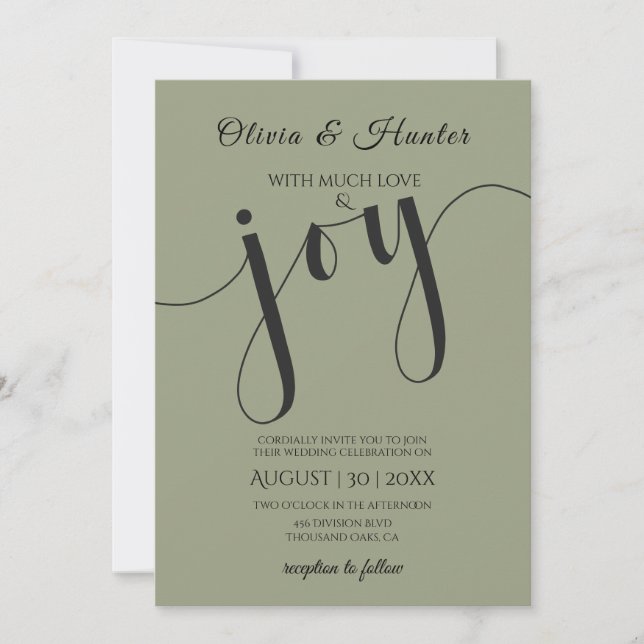 Wedding, Sage Green, Typography, Script,  Invitation (Front)