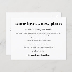Wedding Same Love New Plans Save New Date Announcement Postcard