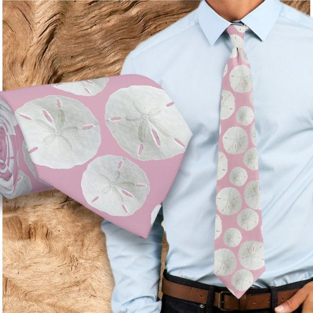 Wedding Sand Dollar Grooms RaspberryTie Tie (Creator Uploaded)