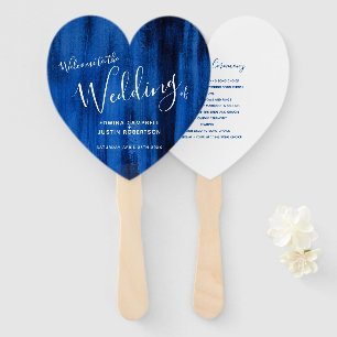 Wedding sapphire blue abstract modern art hand fan
