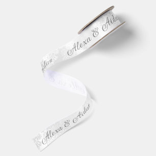 Wedding Satin Damask with Names Ribbon