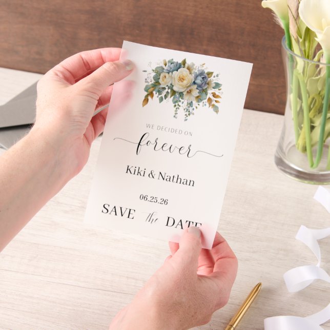 Wedding Save Date Vellum Overlay Invitations (Handheld)