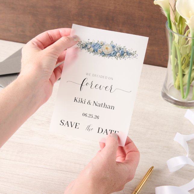 Wedding Save Date Vellum Overlay Invitations (Handheld)