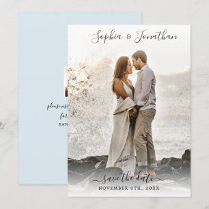 Wedding Save the Date 2 Photos Pretty Script Font Invitation