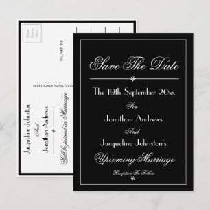 Wedding Save The Date B & W Elegant Chic  Invitation Postcard