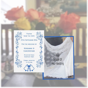 Wedding Save The Date Blue Sapphire Bells