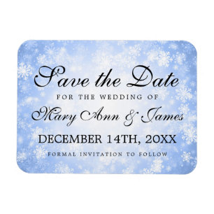 Wedding Save The Date Blue Winter Wonderland Magnet