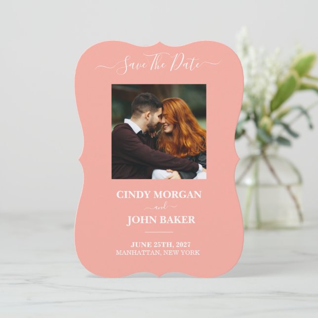 Wedding Save The Date - Blush Peach (Standing Front)