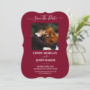 Wedding Save The Date - Burgundy and White
