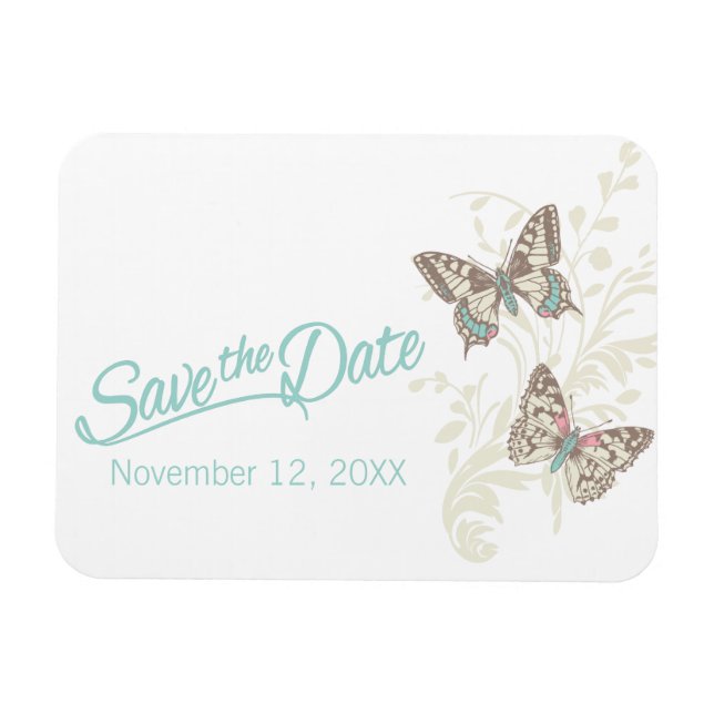 Wedding save the date butterflies magnet (Horizontal)