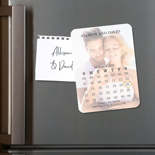 Wedding Save the Date Calendar Custom Magnet (Wedding save-the-date photo magnet with calendar template. )