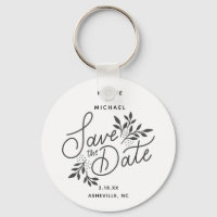 Wedding Save the Date Calligraphy Botanical White