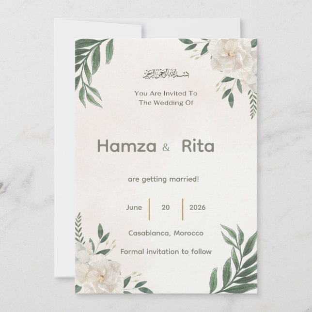 Wedding Save The Date Card  (Front)