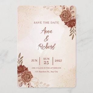 Wedding Save the Date Card Elegant Botanical