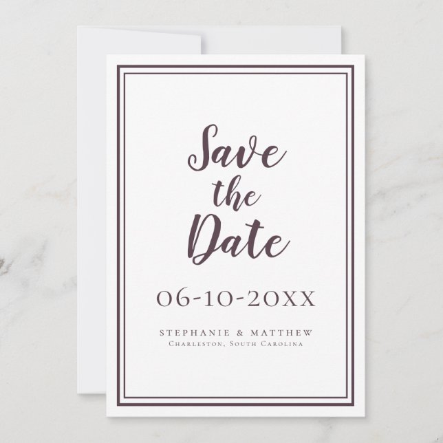 Wedding Save The Date Cassis Script Simple Modern (Front)