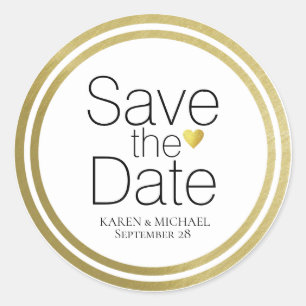 wedding SAVE the DATE circle Classic Round Sticker