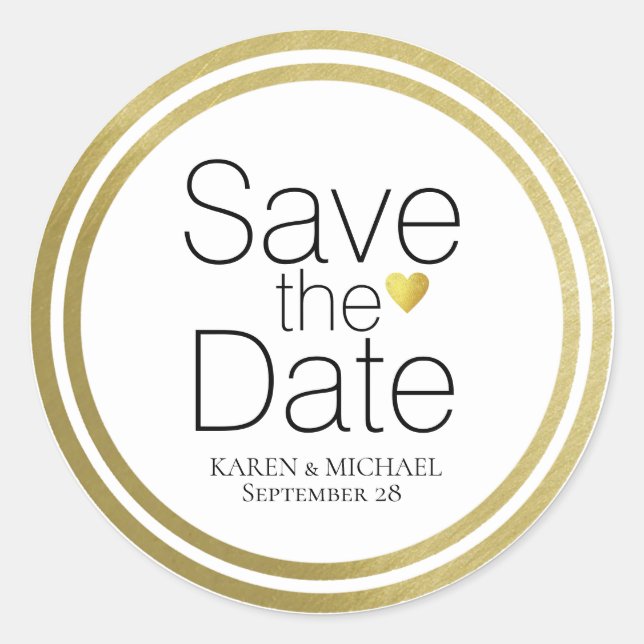 wedding SAVE the DATE circle Classic Round Sticker (Front)