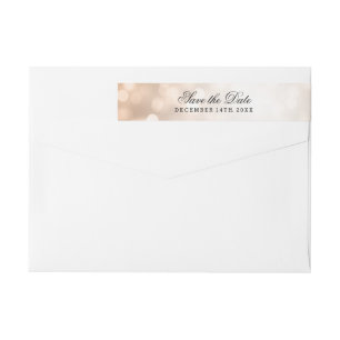Wedding Save The Date Copper Glitter Lights Wrap Around Label