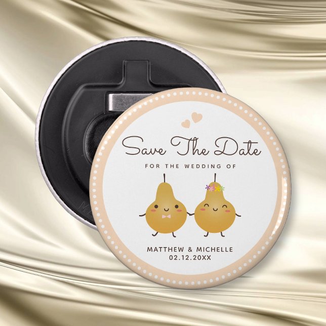 Wedding Save The Date Cute Mr & Mrs Cartoon Couple Bottle Opener (Creator Uploaded)