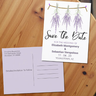 Wedding Save The Date Dry Lavender Bundles Announcement Postcard