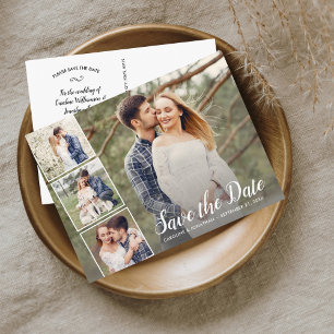 Wedding Save the Date Engagement Photo Collage Postcard