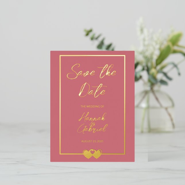 Wedding Save the Date Foil Invitation Postcard (Standing Front)