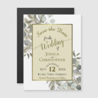 Wedding Save the Date Gold Pine & Greenery Yellow