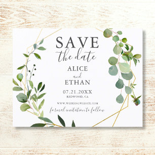 Wedding Save The Date Greenery Botanical Announcement Postcard