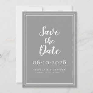 Wedding Save The Date Grey Simple Modern Script