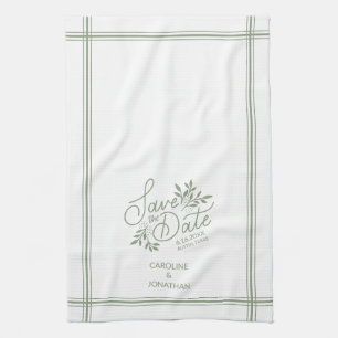 Wedding Save the Date Hand Drawn Botanical Floral Tea Towel