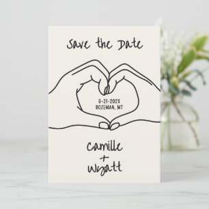  Wedding Save the Date Hand Drawn Hands Heart Invitation