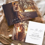 Wedding Save the Date Handwritten Photo Fall<br><div class="desc">Handwritten Budget Wedding Save the Date Cards that have a photo on the front and back. The Save the Date Fall,  Autumn,  Winter,  Spring or Summer cards contain a modern hand lettered cursive script typography that are elegant,  simple and modern to use after you minimalist simple wedding day celebration.</div>