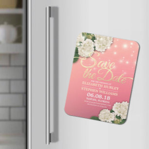 Wedding Save The Date Hydrangea Flowers Light Pink Magnet