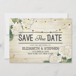 Wedding Save The Date Hydrangea String Lights Wood