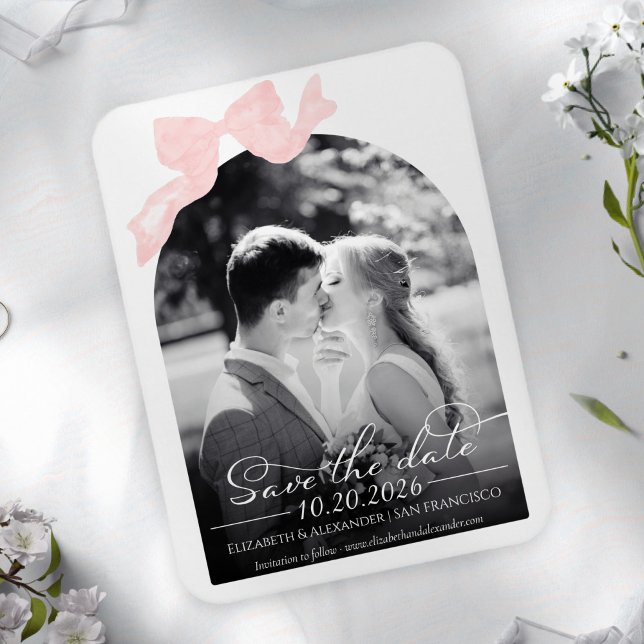 Wedding Save the Date Invitation | Bow Photo Magnet (Creator Uploaded)