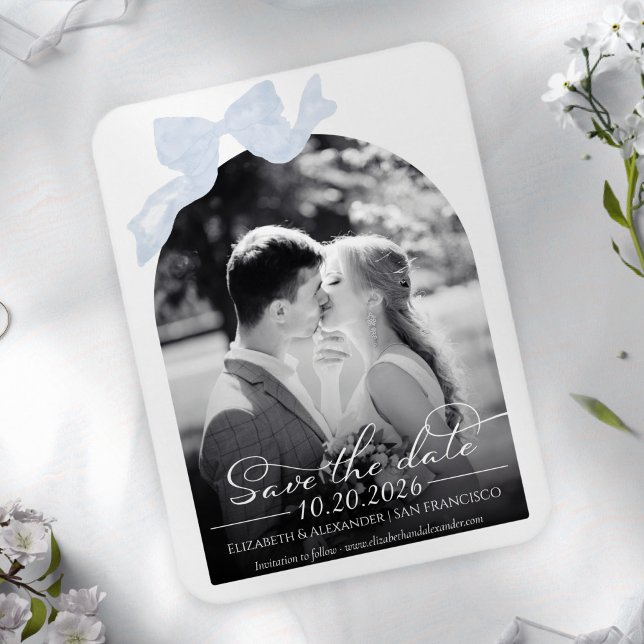 Wedding Save the Date Invitation | Bow Photo Magnet (Creator Uploaded)