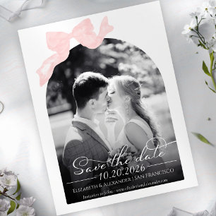 Wedding Save the Date Invitation   Bow Photo Postcard