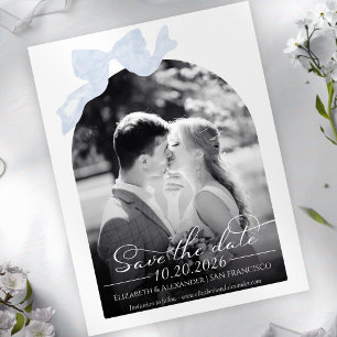 Wedding Save the Date Invitation   Bow Photo Postcard
