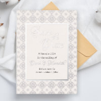 Wedding Save the Date Invitation with silver foil