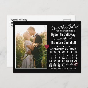 Wedding Save the Date January 2024 Calendar Photo Invitation Postcard