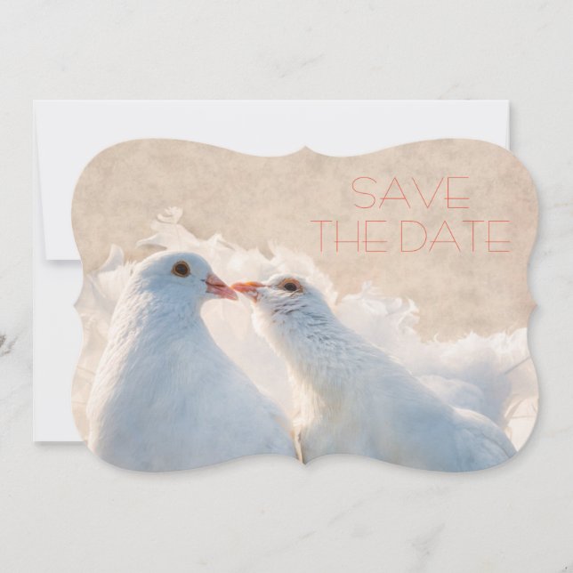 Wedding Save the Date Kissing Doves (Front)