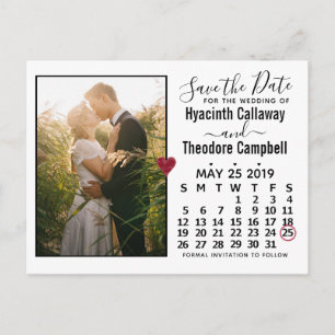 Wedding Save the Date May 2019 Calendar Photo Invitation Postcard