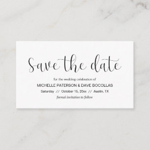 Wedding Save the date Minimal design, Black font Enclosure Card