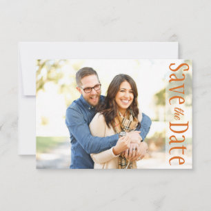 Wedding Save The Date Minimal Photo Rustic Leaves