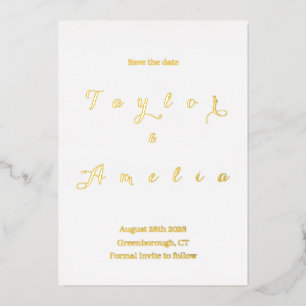 Wedding Save the Date Minimal Real Gold