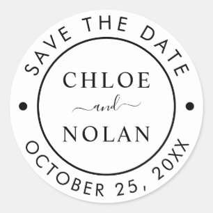 Wedding Save the Date Modern Script Classic Round Sticker